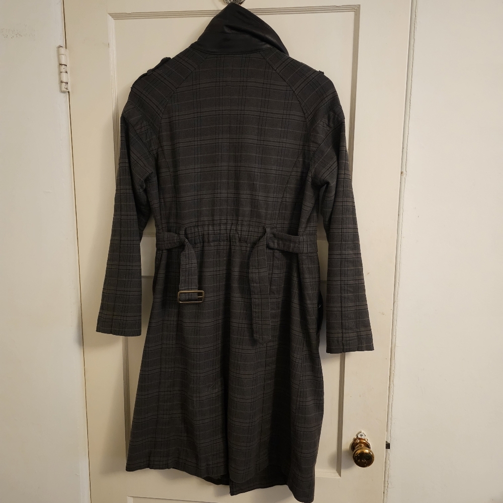 Converse x John Varvatos size US1 small brown and black Plaid Trench Coat. - Picture 3 of 10